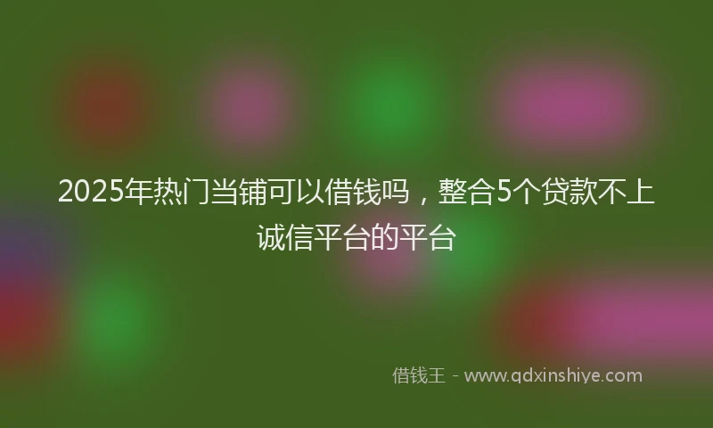 2025年热门当铺可以借钱吗，整合5个贷款不上诚信平台的平台