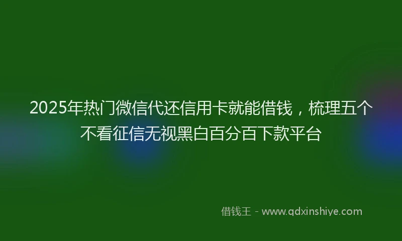 2025年热门微信代还信用卡就能借钱，梳理五个不看征信无视黑白百分百下款平台