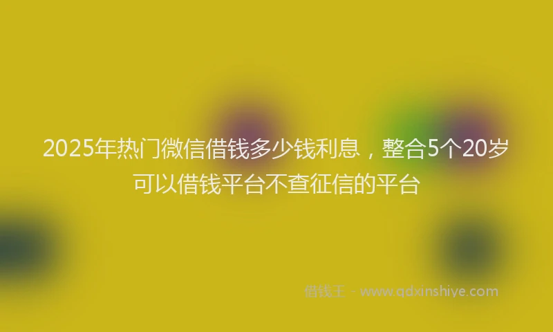 2025年热门微信借钱多少钱利息，整合5个20岁可以借钱平台不查征信的平台