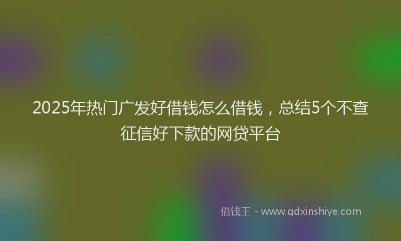 2025年热门广发好借钱怎么借钱，总结5个不查征信好下款的网贷平台