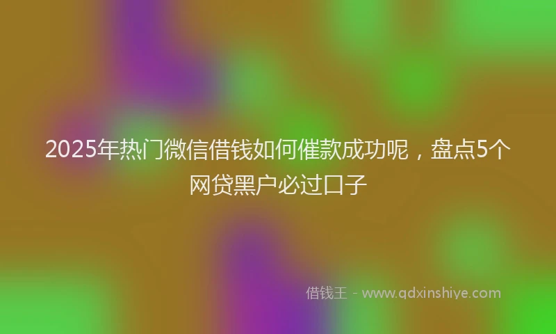 2025年热门微信借钱如何催款成功呢,盘点5个网贷黑户必过口子