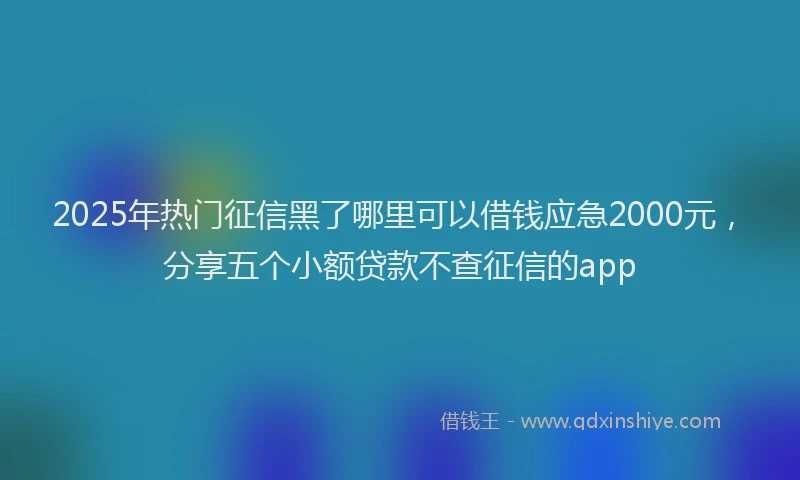 2025年热门征信黑了哪里可以借钱应急2000元，分享五个小额贷款不查征信的app