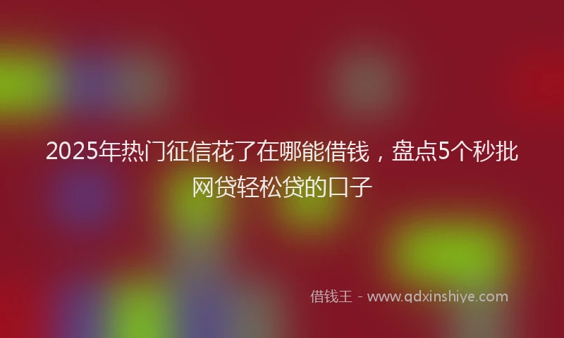 2025年热门征信花了在哪能借钱，盘点5个秒批网贷轻松贷的口子