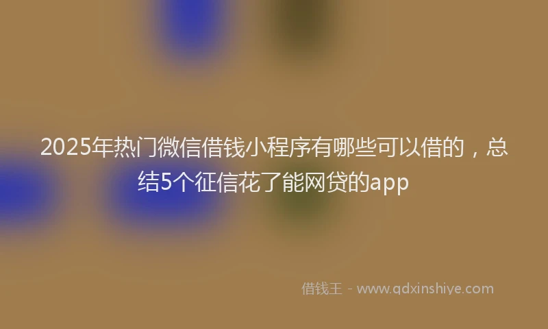 2025年热门微信借钱小程序有哪些可以借的，总结5个征信花了能网贷的app