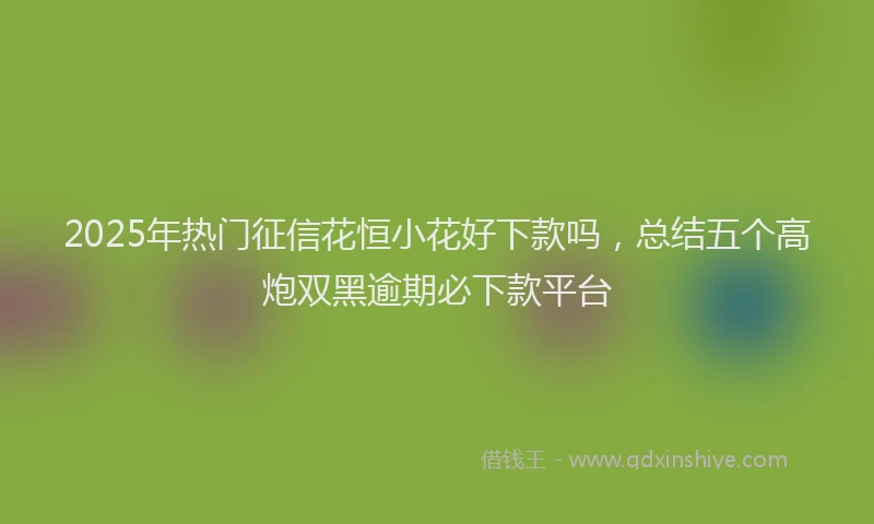 2025年热门征信花恒小花好下款吗，总结五个高炮双黑逾期必下款平台