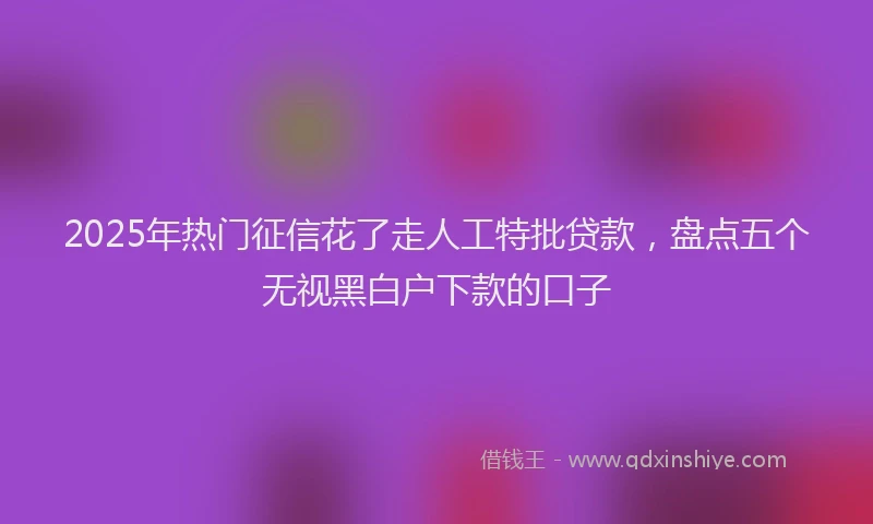 2025年热门征信花了走人工特批贷款，盘点五个无视黑白户下款的口子