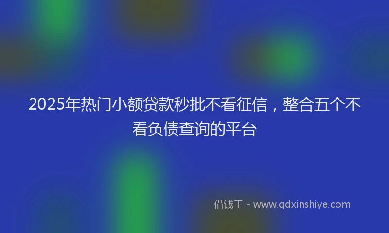 2025年热门小额贷款秒批不看征信，整合五个不看负债查询的平台