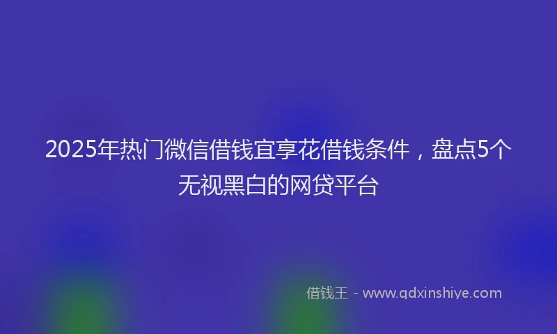2025年热门微信借钱宜享花借钱条件，盘点5个无视黑白的网贷平台