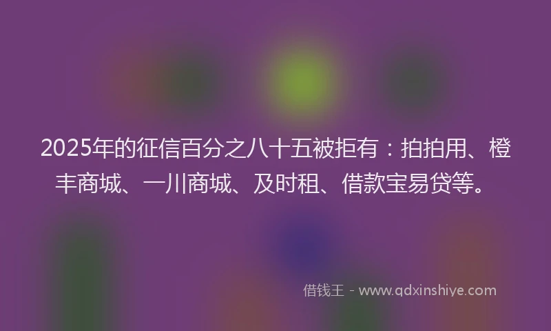 2025年的征信百分之八十五被拒有：拍拍用、橙丰商城、一川商城、及时租、借款宝易贷等。