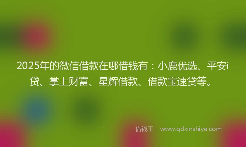 2025年的微信借款在哪借钱有：小鹿优选、平安i贷、掌上财富、星辉借款、借款宝速贷等。