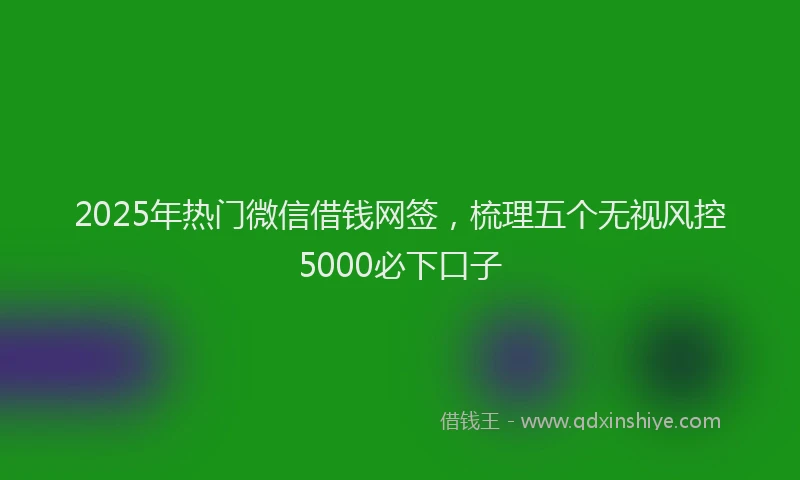 2025年热门微信借钱网签，梳理五个无视风控5000必下口子