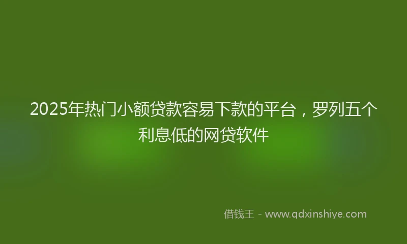 2025年热门小额贷款容易下款的平台，罗列五个利息低的网贷软件