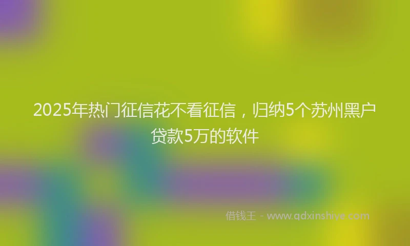 2025年热门征信花不看征信，归纳5个苏州黑户贷款5万的软件