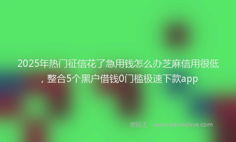 2025年热门征信花了急用钱怎么办芝麻信用很低，整合5个黑户借钱0门槛极速下款app