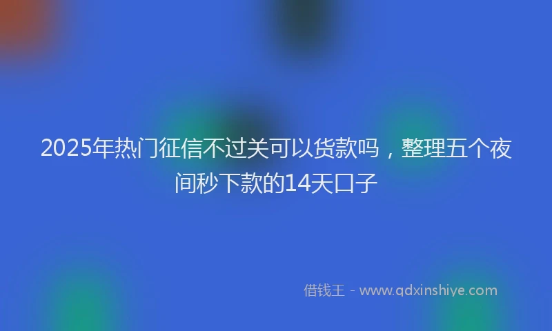 2025年热门征信不过关可以货款吗，整理五个夜间秒下款的14天口子