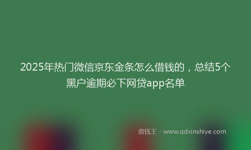 2025年热门微信京东金条怎么借钱的，总结5个黑户逾期必下网贷app名单