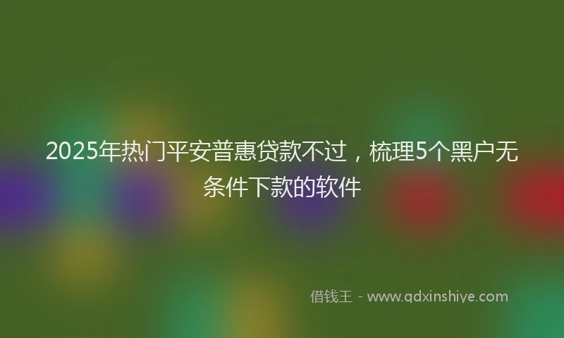 2025年热门平安普惠贷款不过，梳理5个黑户无条件下款的软件
