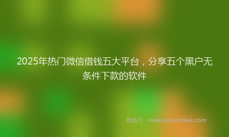 2025年热门微信借钱五大平台，分享五个黑户无条件下款的软件