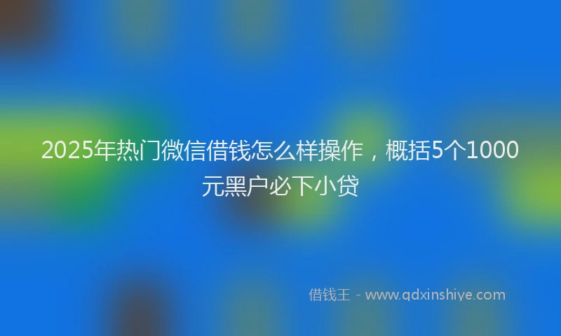2025年热门微信借钱怎么样操作，概括5个1000元黑户必下小贷