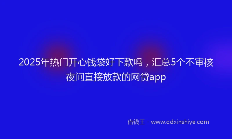 2025年热门开心钱袋好下款吗，汇总5个不审核夜间直接放款的网贷app