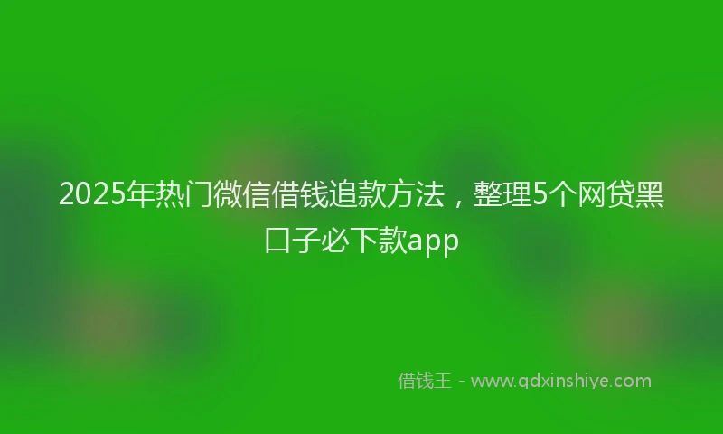 2025年热门微信借钱追款方法，整理5个网贷黑口子必下款app