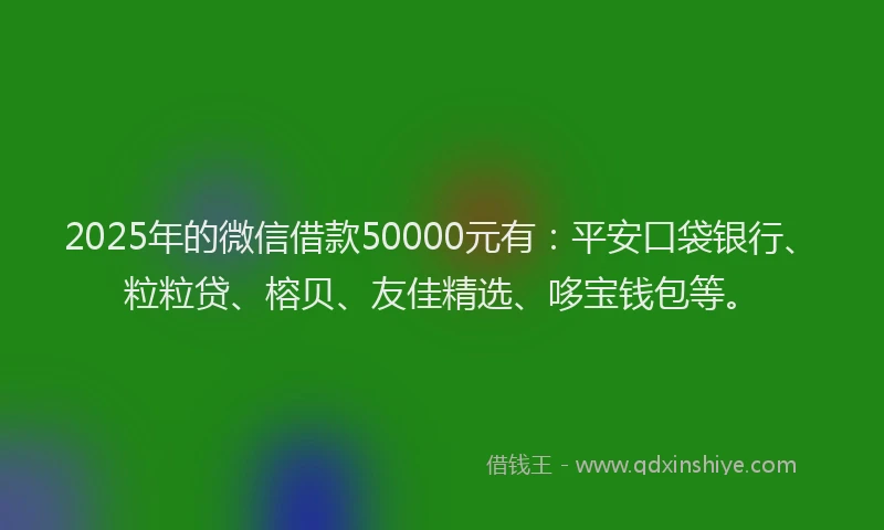 2025年的微信借款50000元有：平安口袋银行、粒粒贷、榕贝、友佳精选、哆宝钱包等。