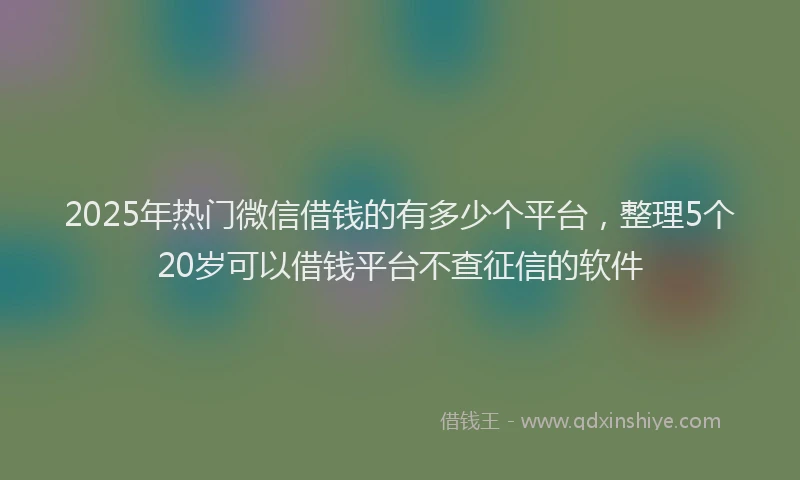 2025年热门微信借钱的有多少个平台，整理5个20岁可以借钱平台不查征信的软件