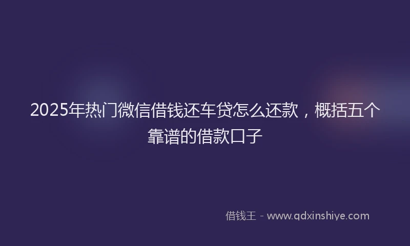 2025年热门微信借钱还车贷怎么还款，概括五个靠谱的借款口子
