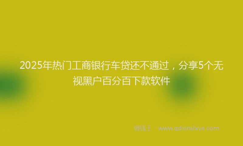 2025年热门工商银行车贷还不通过，分享5个无视黑户百分百下款软件