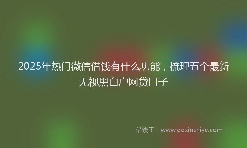 2025年热门微信借钱有什么功能,梳理五个最新无视黑白户网贷口子