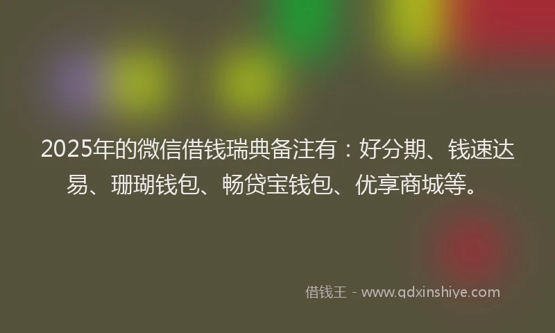 2025年的微信借钱瑞典备注有:好分期、钱速达易、珊瑚钱包、畅贷宝钱包、优享商城等。