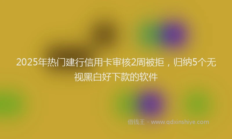 2025年热门建行信用卡审核2周被拒，归纳5个无视黑白好下款的软件