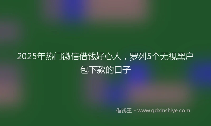 2025年热门微信借钱好心人，罗列5个无视黑户包下款的口子