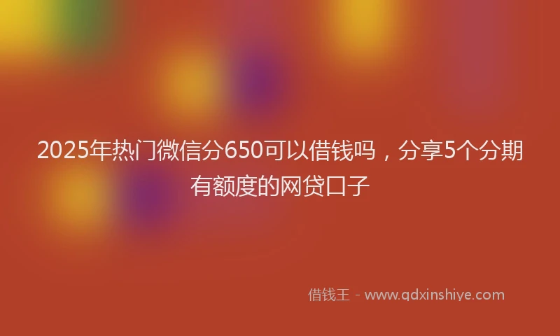 2025年热门微信分650可以借钱吗，分享5个分期有额度的网贷口子