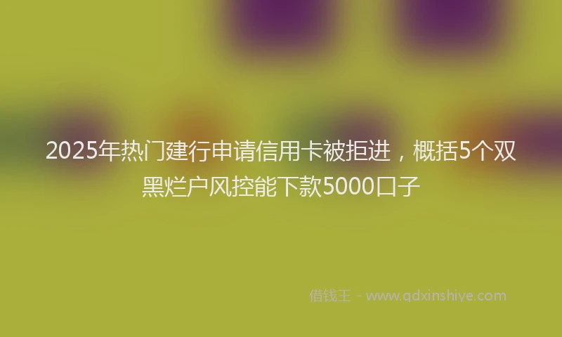 2025年热门建行申请信用卡被拒进，概括5个双黑烂户风控能下款5000口子