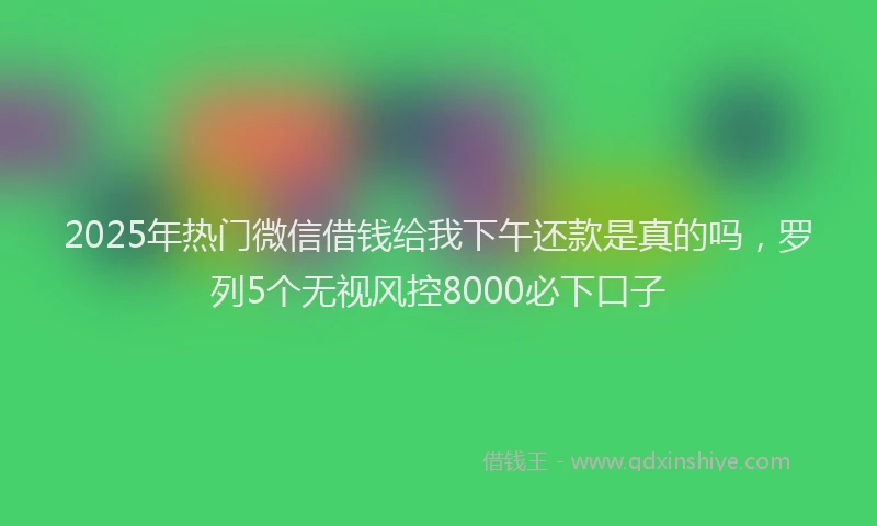 2025年热门微信借钱给我下午还款是真的吗，罗列5个无视风控8000必下口子
