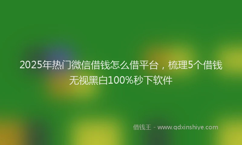 2025年热门微信借钱怎么借平台，梳理5个借钱无视黑白100%秒下软件