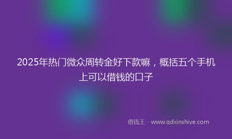 2025年热门微众周转金好下款嘛，概括五个手机上可以借钱的口子
