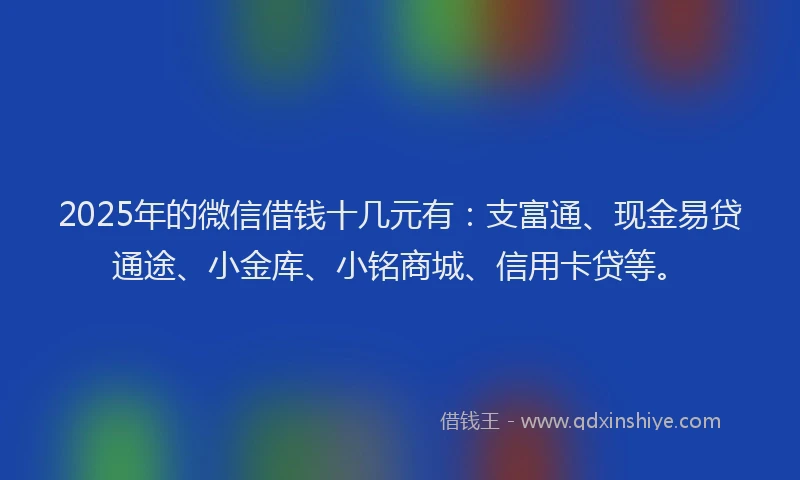 2025年的微信借钱十几元有：支富通、现金易贷通途、小金库、小铭商城、信用卡贷等。