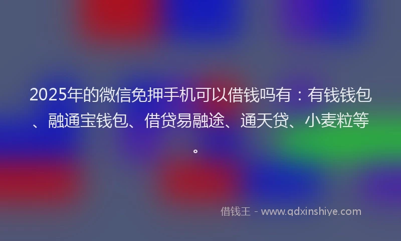2025年的微信免押手机可以借钱吗有：有钱钱包、融通宝钱包、借贷易融途、通天贷、小麦粒等。