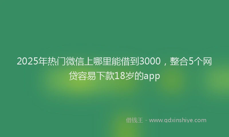2025年热门微信上哪里能借到3000，整合5个网贷容易下款18岁的app