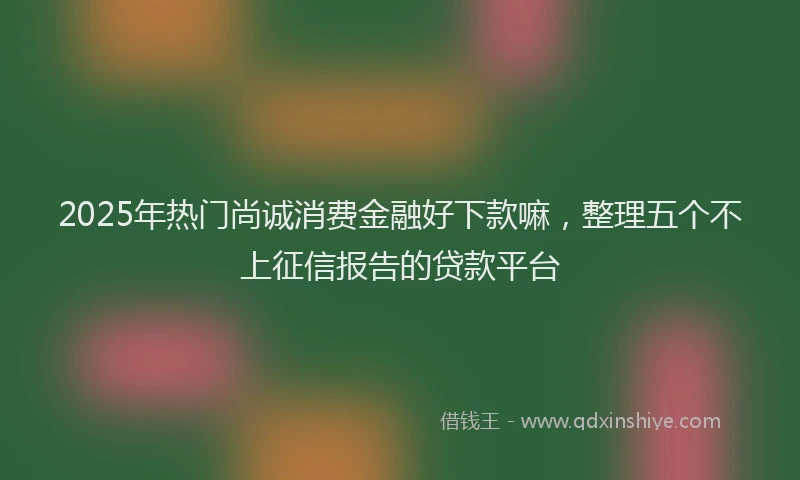 2025年热门尚诚消费金融好下款嘛，整理五个不上征信报告的贷款平台