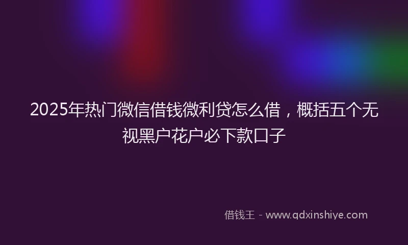 2025年热门微信借钱微利贷怎么借，概括五个无视黑户花户必下款口子