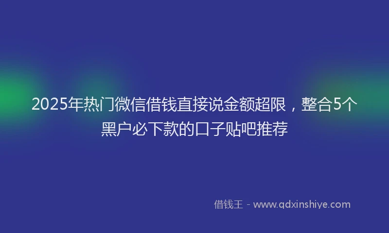2025年热门微信借钱直接说金额超限，整合5个黑户必下款的口子贴吧推荐