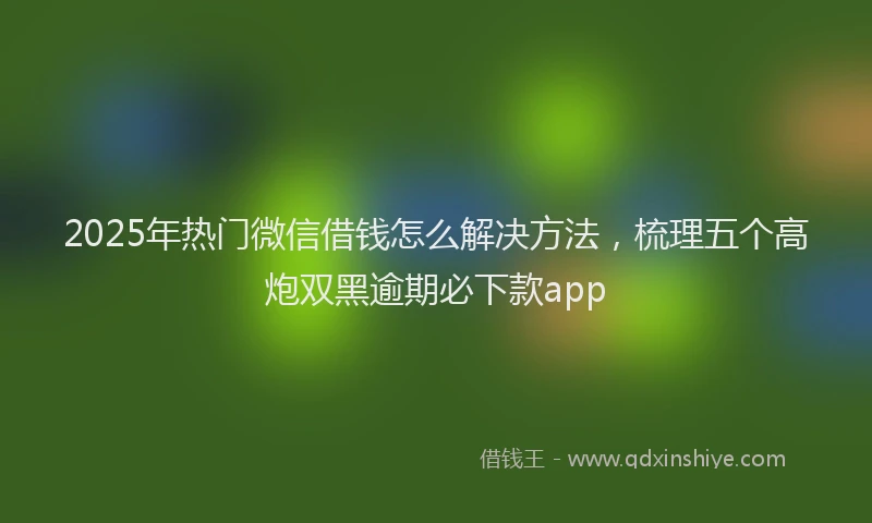 2025年热门微信借钱怎么解决方法,梳理五个高炮双黑逾期必下款app
