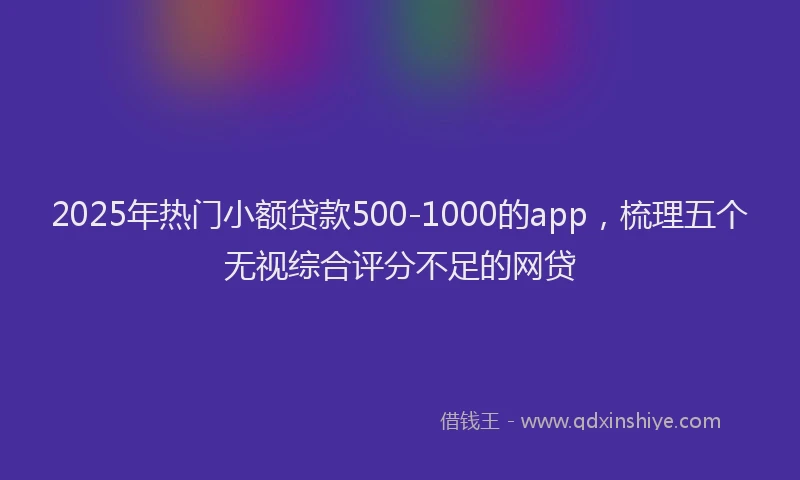 2025年热门小额贷款500-1000的app，梳理五个无视综合评分不足的网贷