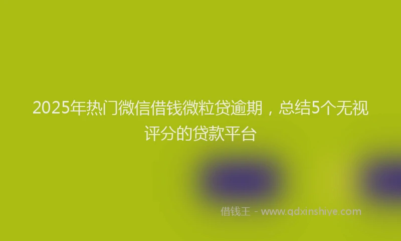 2025年热门微信借钱微粒贷逾期,总结5个无视评分的贷款平台