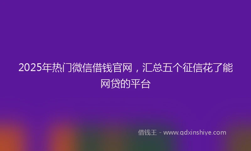 2025年热门微信借钱官网，汇总五个征信花了能网贷的平台