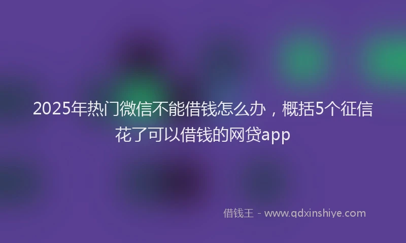 2025年热门微信不能借钱怎么办，概括5个征信花了可以借钱的网贷app