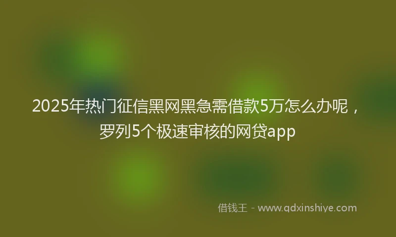 2025年热门征信黑网黑急需借款5万怎么办呢，罗列5个极速审核的网贷app